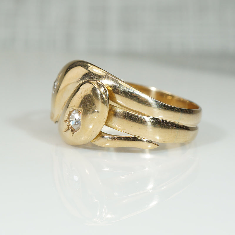 Double OMC Diamond Set Snake Ring