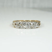 Splendid English Old Mine Diamond Platinum & 18ct Band