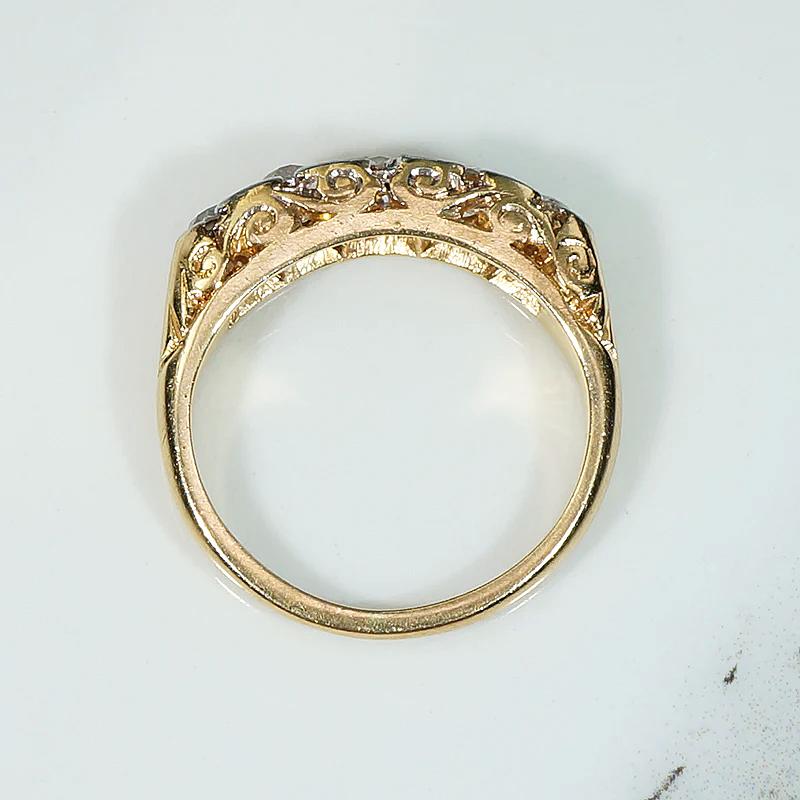 Splendid English Old Mine Diamond Platinum & 18ct Band