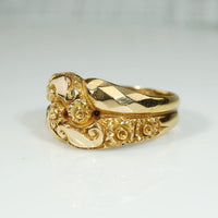 Elaborate Engraved and Faceted 18ct English Gold Band