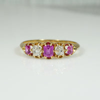 Cushion Cut Rubies and Diamond Band c1850