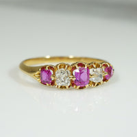 Cushion Cut Rubies and Diamond Band c1850
