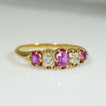 Cushion Cut Rubies and Diamond Band c1850