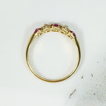 Cushion Cut Rubies and Diamond Band c1850