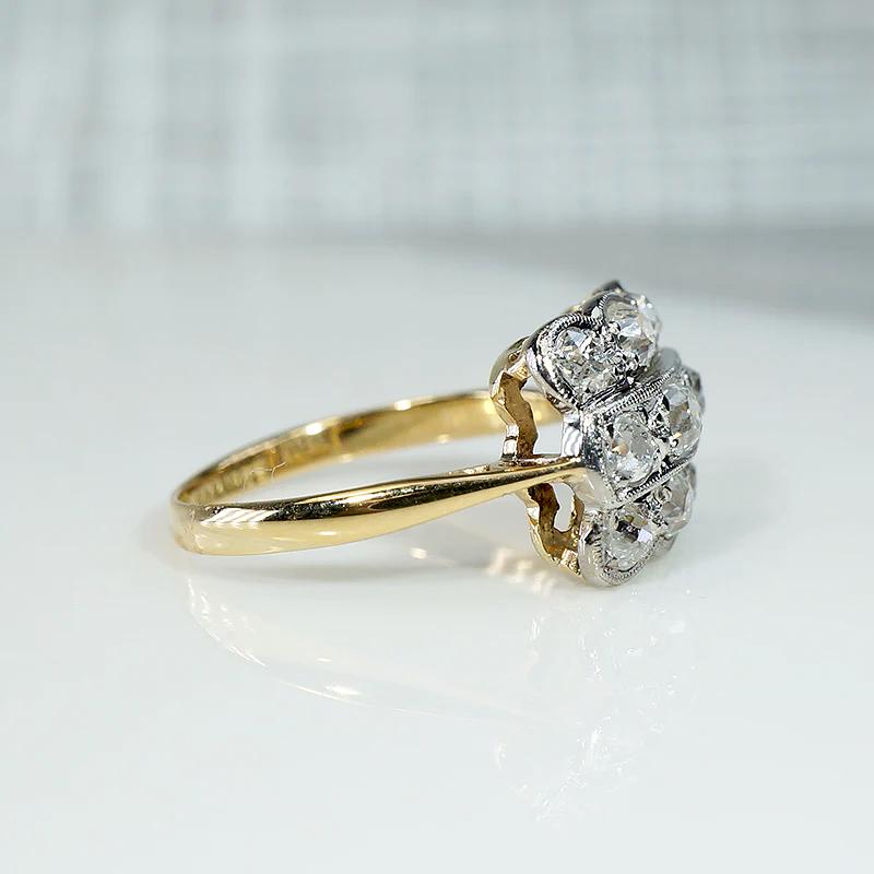 Chunky Old Mine Diamonds in Platinum & 18ct Ring
