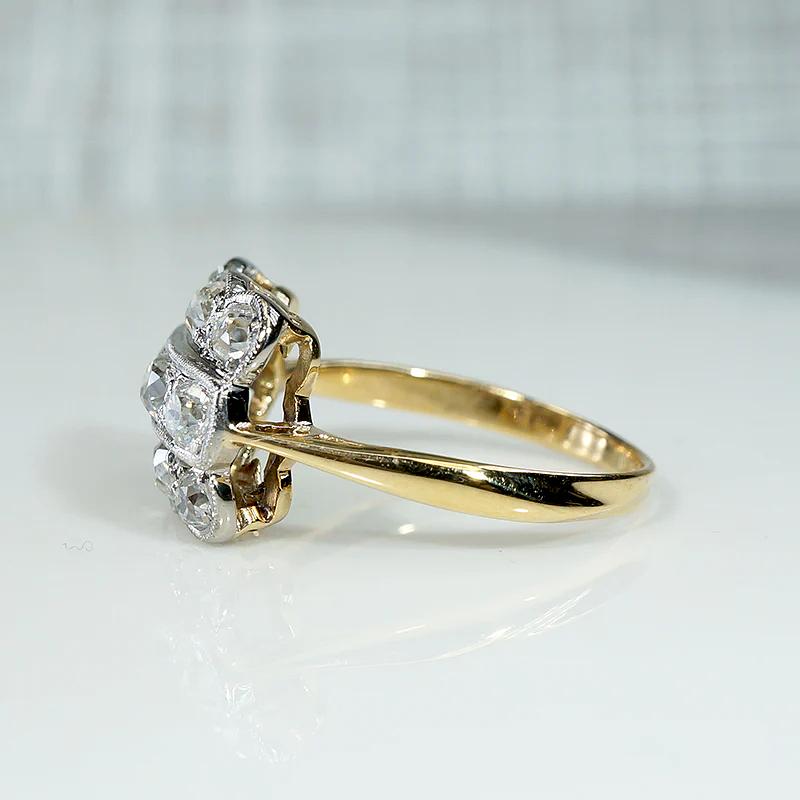 Chunky Old Mine Diamonds in Platinum & 18ct Ring