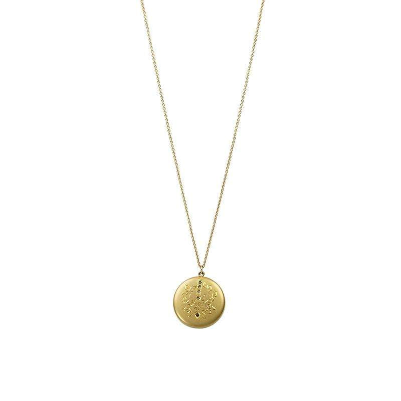 Antique Round Locket with hand engraved flowers and paste gems
