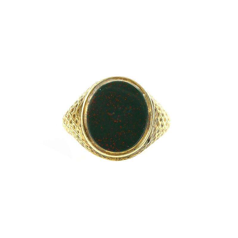 Antique Poison Ring 18k Gold with Bloodstone
