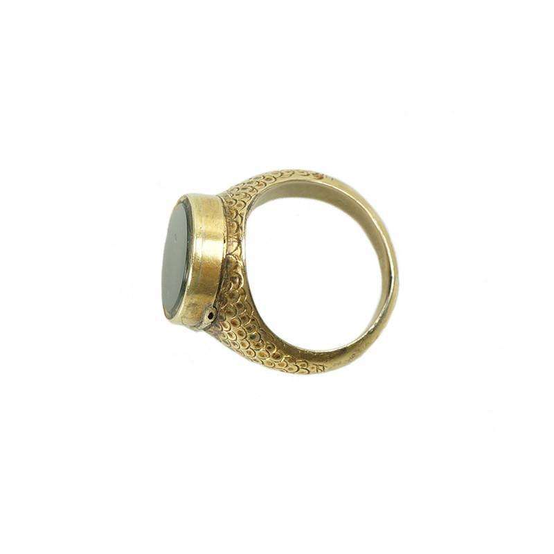 Antique Poison Ring 18k Gold with Bloodstone