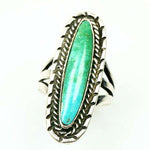 Graceful Vintage 1970's Native American Turquoise and Silver Ring