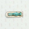 Ancient Faience Tawaret Figure in Sterling Silver Frame. Horizontal view.