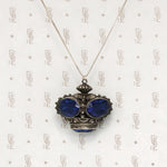 Royal Blue Over Sized Crown Charm Necklace