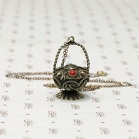 Ornate Silver Basket Charm Necklace