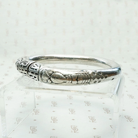 Celestial Double Dragons Split Silver Bangle