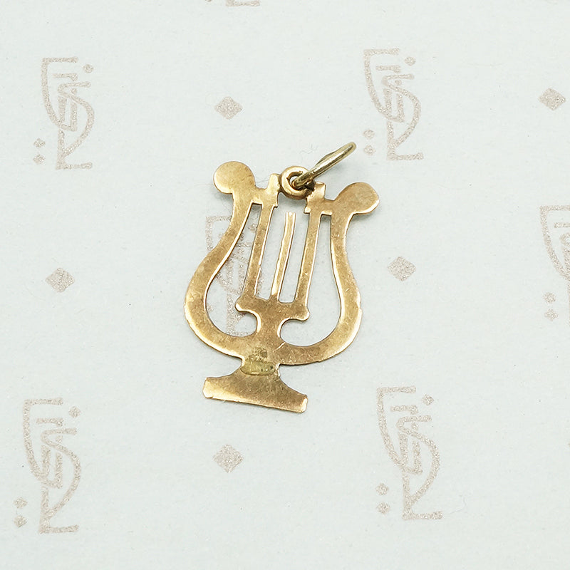 Antique Tiny Rose Gold Lyre Charm