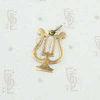 Antique Tiny Rose Gold Lyre Charm