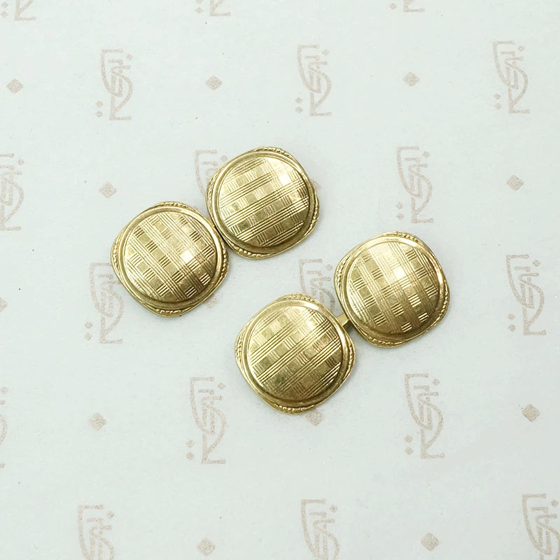 Handsome Deco Plaid Cufflinks in Gold