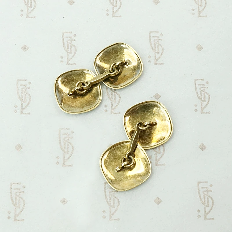 Handsome Deco Plaid Cufflinks in Gold
