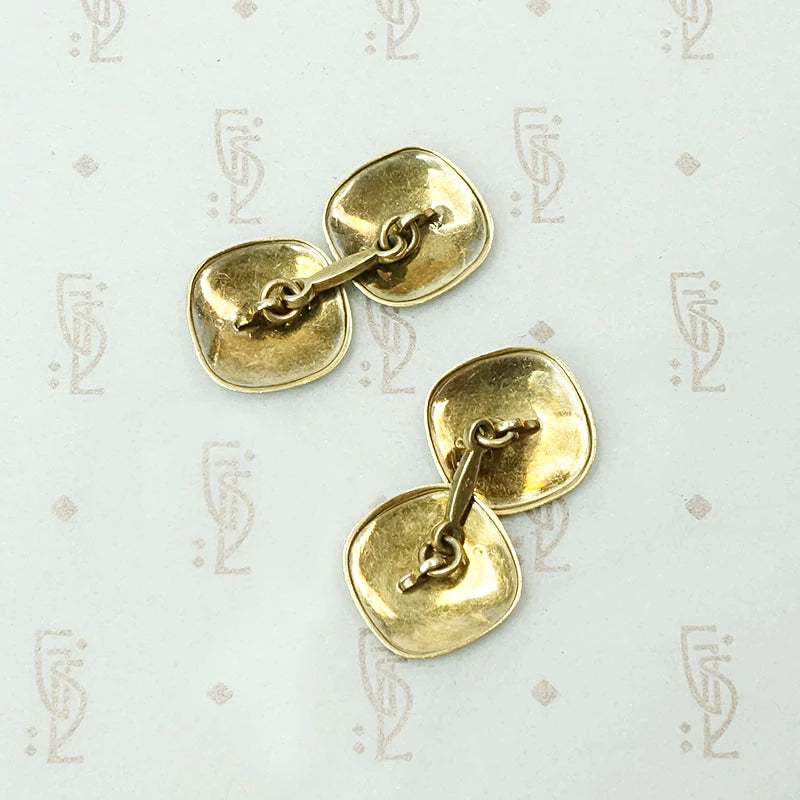 Handsome Deco Plaid Cufflinks in Gold