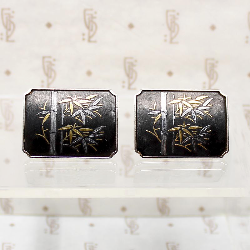 bamboo damascene cufflinks