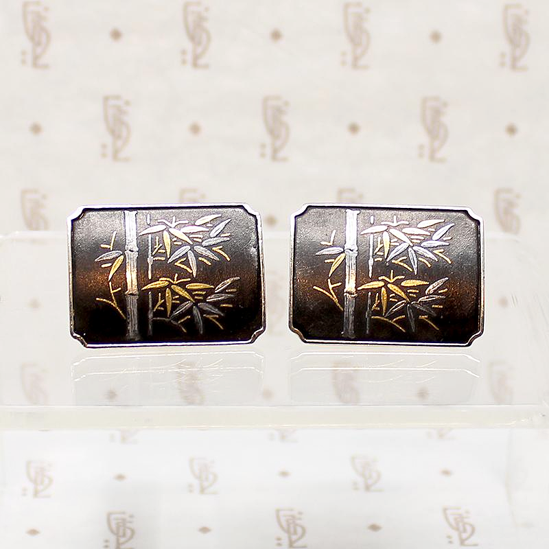bamboo damascene cufflinks