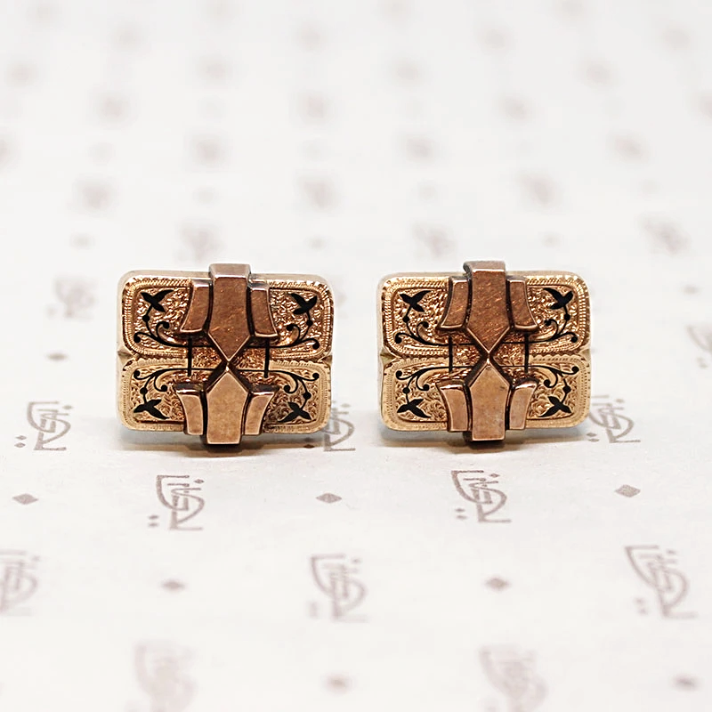 Elaborate Enameled Victorian Cufflinks