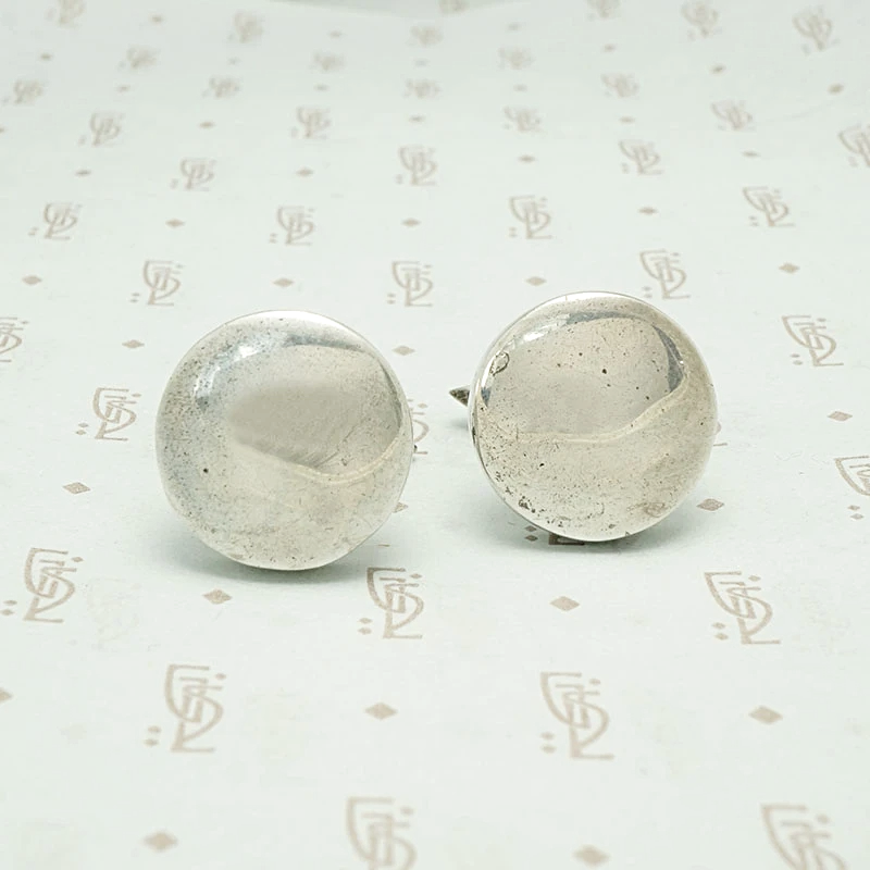Sterling Disc Signed Taxco Cufflinks