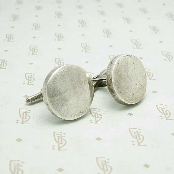 Sterling Disc Signed Taxco Cufflinks