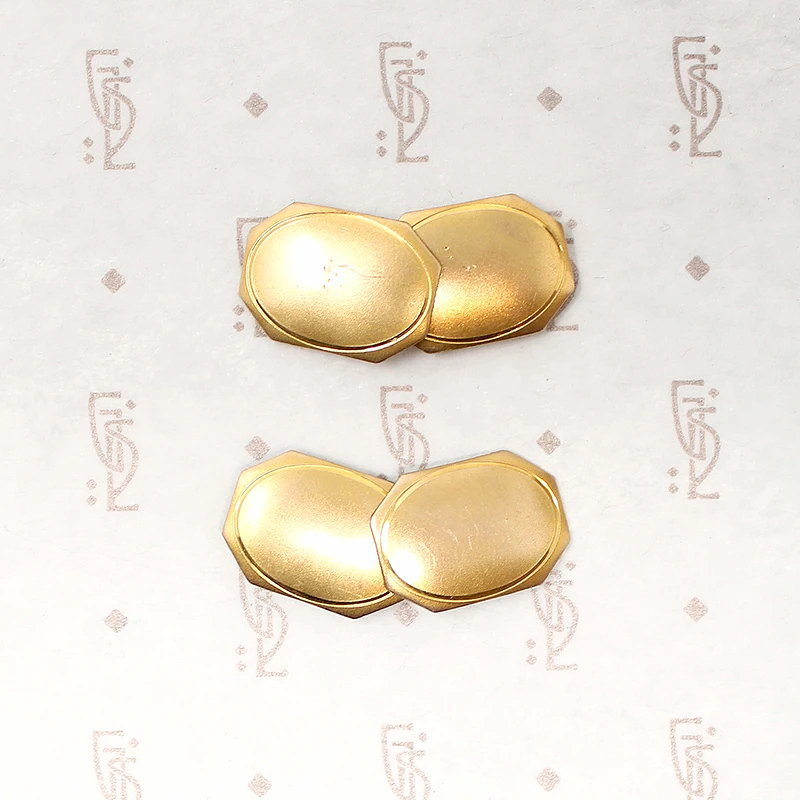 Glossy Gold Filled Art Deco Double-Panel Cufflinks