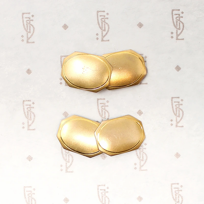 Glossy Gold Filled Art Deco Double-Panel Cufflinks