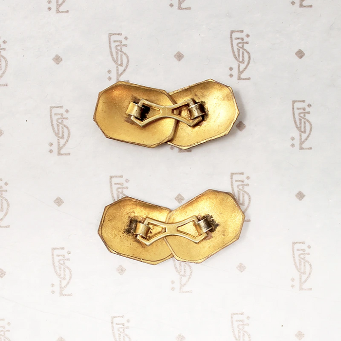 Glossy Gold Filled Art Deco Double-Panel Cufflinks