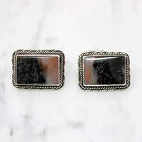 Rustic 1960s Jasper and Sterling Cufflinks