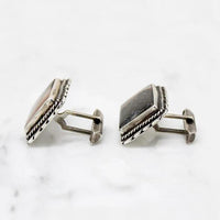 Rustic 1960s Jasper and Sterling Cufflinks