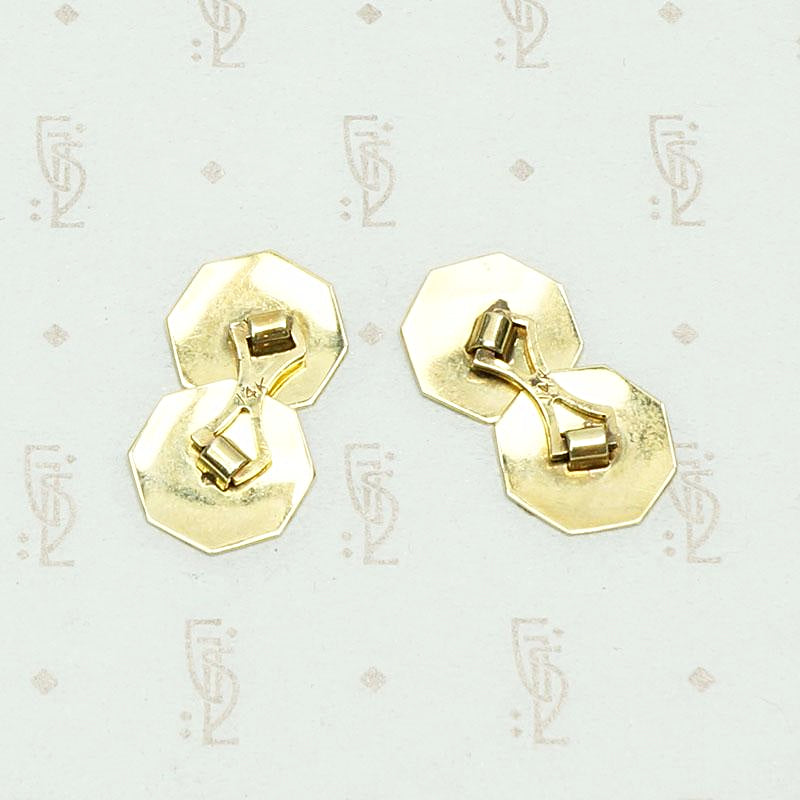 Two Tone Art Deco Cufflinks with Refined Detail