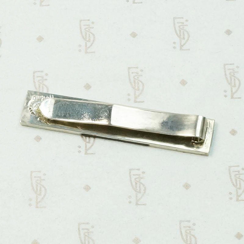 Handsome Retro Tie Bar in Silver & Tortoise Shell