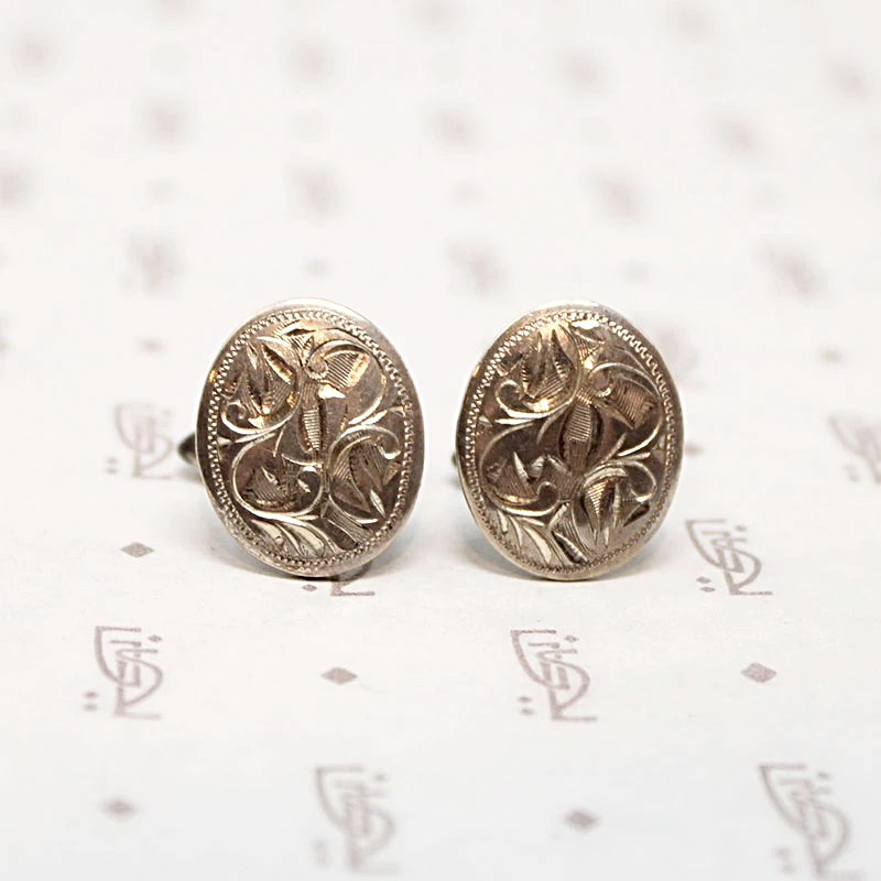 Engraved Silver Cufflinks with Western Flair