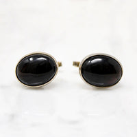 Buff Top Cut Onyx in Silver Cufflinks