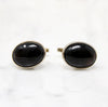 Buff Top Cut Onyx in Silver Cufflinks