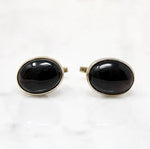 Buff Top Cut Onyx in Silver Cufflinks