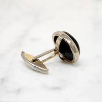 Buff Top Cut Onyx in Silver Cufflinks