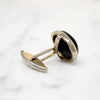 Buff Top Cut Onyx in Silver Cufflinks