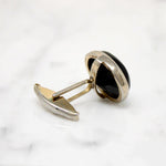 Buff Top Cut Onyx in Silver Cufflinks