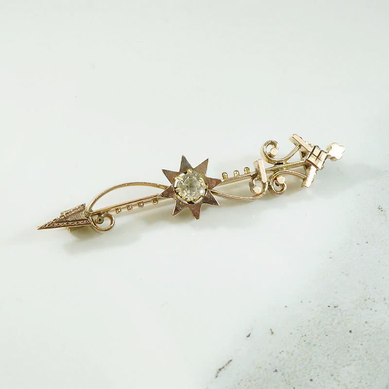 Elaborate Little Victorian Gold & Paste Brooch