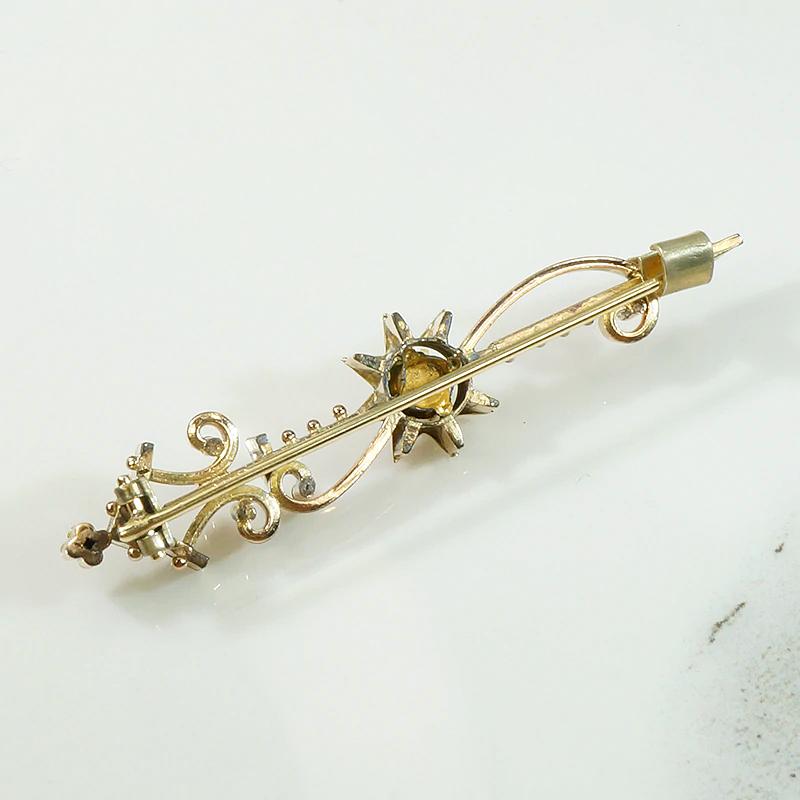 Elaborate Little Victorian Gold & Paste Brooch