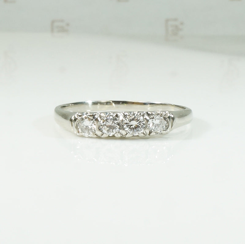 1940's Sparkling Diamond White Gold Band