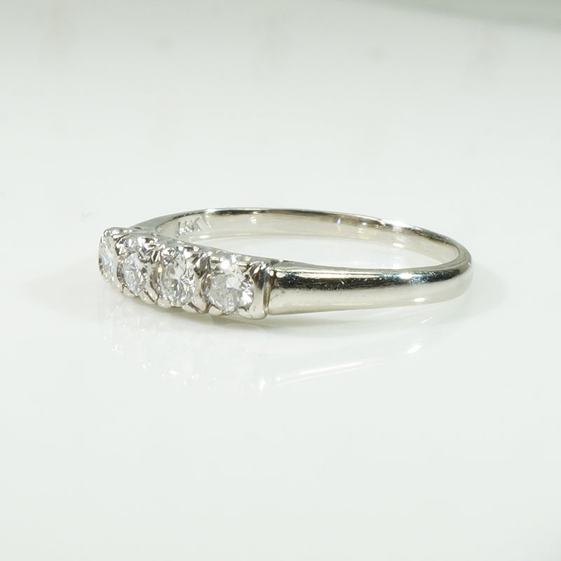 1940's Sparkling Diamond White Gold Band