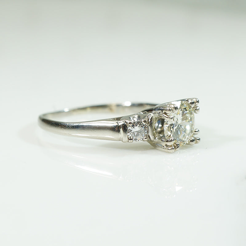 1940's White Gold Diamond Engagement Ring