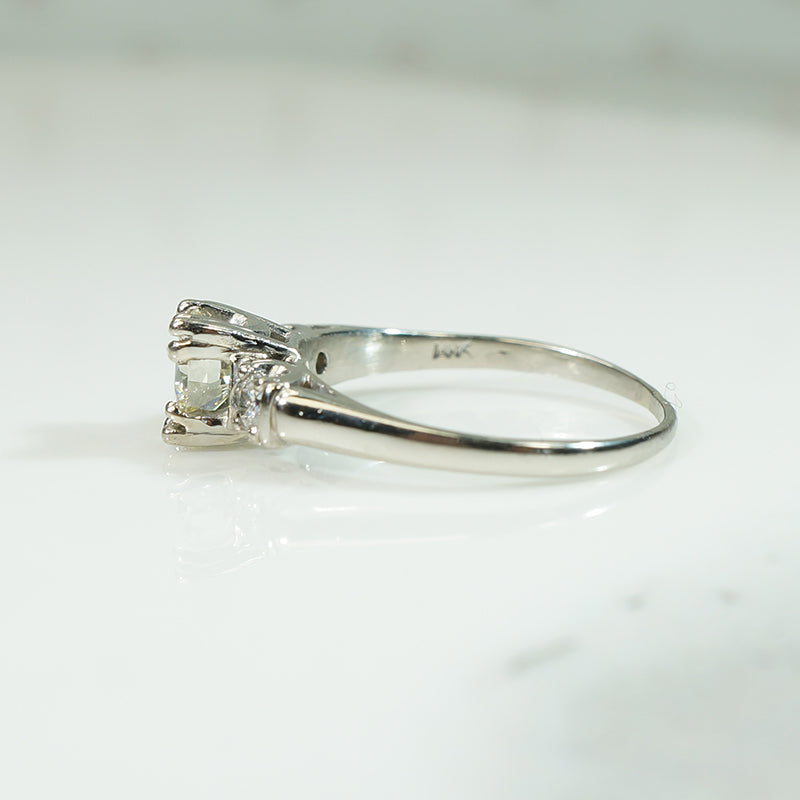 1940's White Gold Diamond Engagement Ring