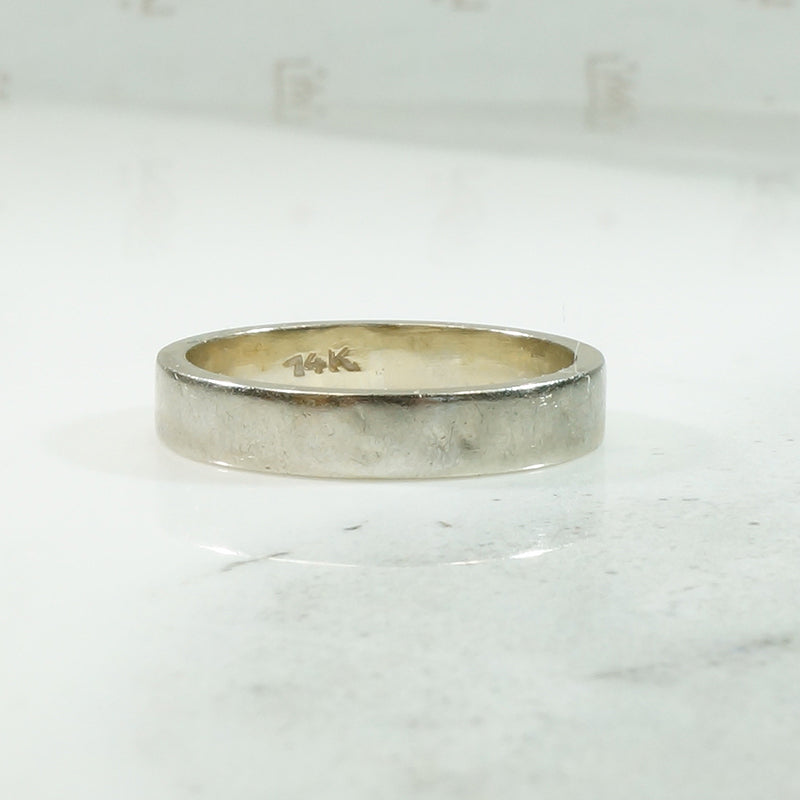 Vintage White Gold Textured Flat Band