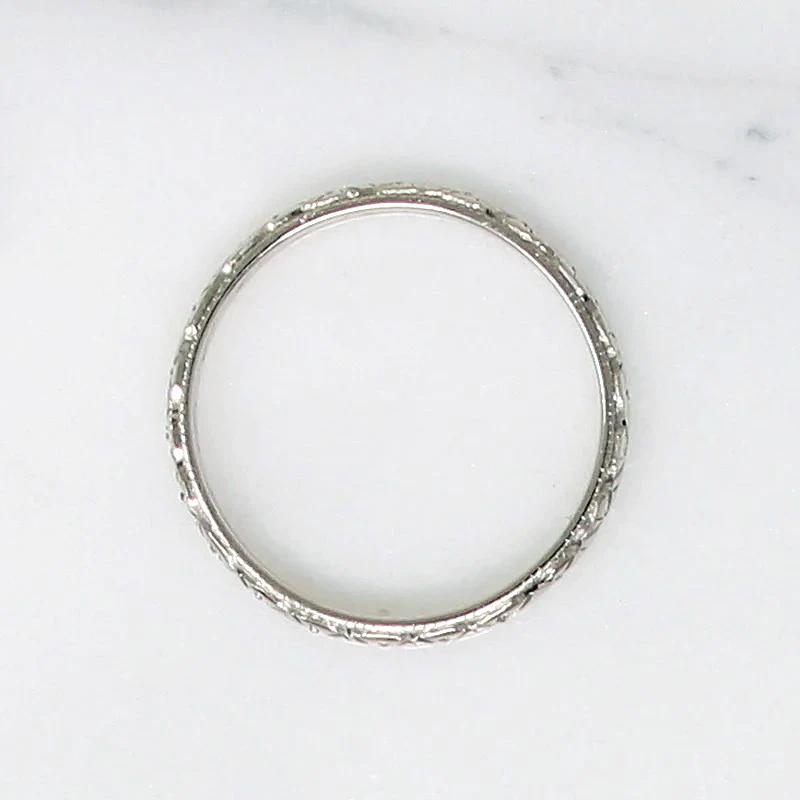 Bright 14k White Gold Forget Me Not Wedding Band